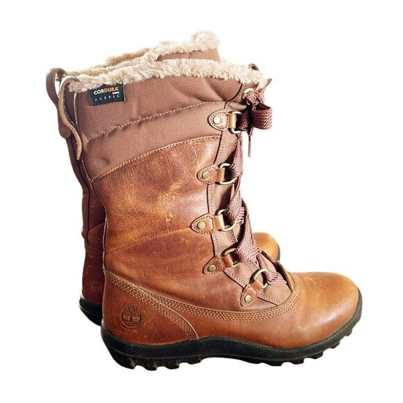 TIMBERLAND MOUNT HOPE MID WATERPROOF SNOW BOOTS Brown Leather size 7 - Picture 7 of 9